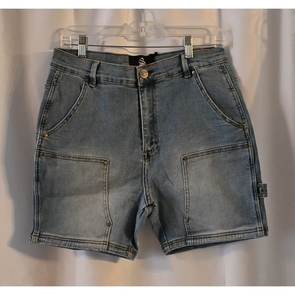 Men's Light Blue Denim Utility Shorts - Picture 3 of 8